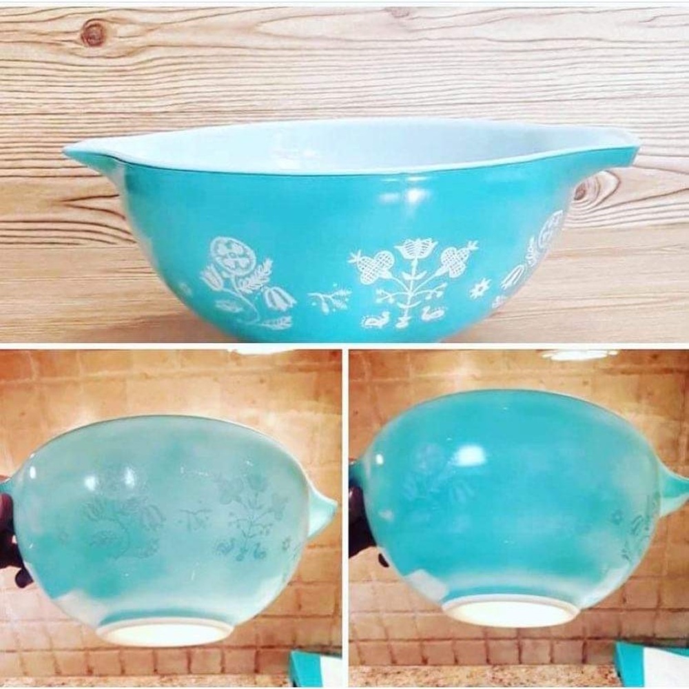 Vintage needlepoint Pyrex bowl 443